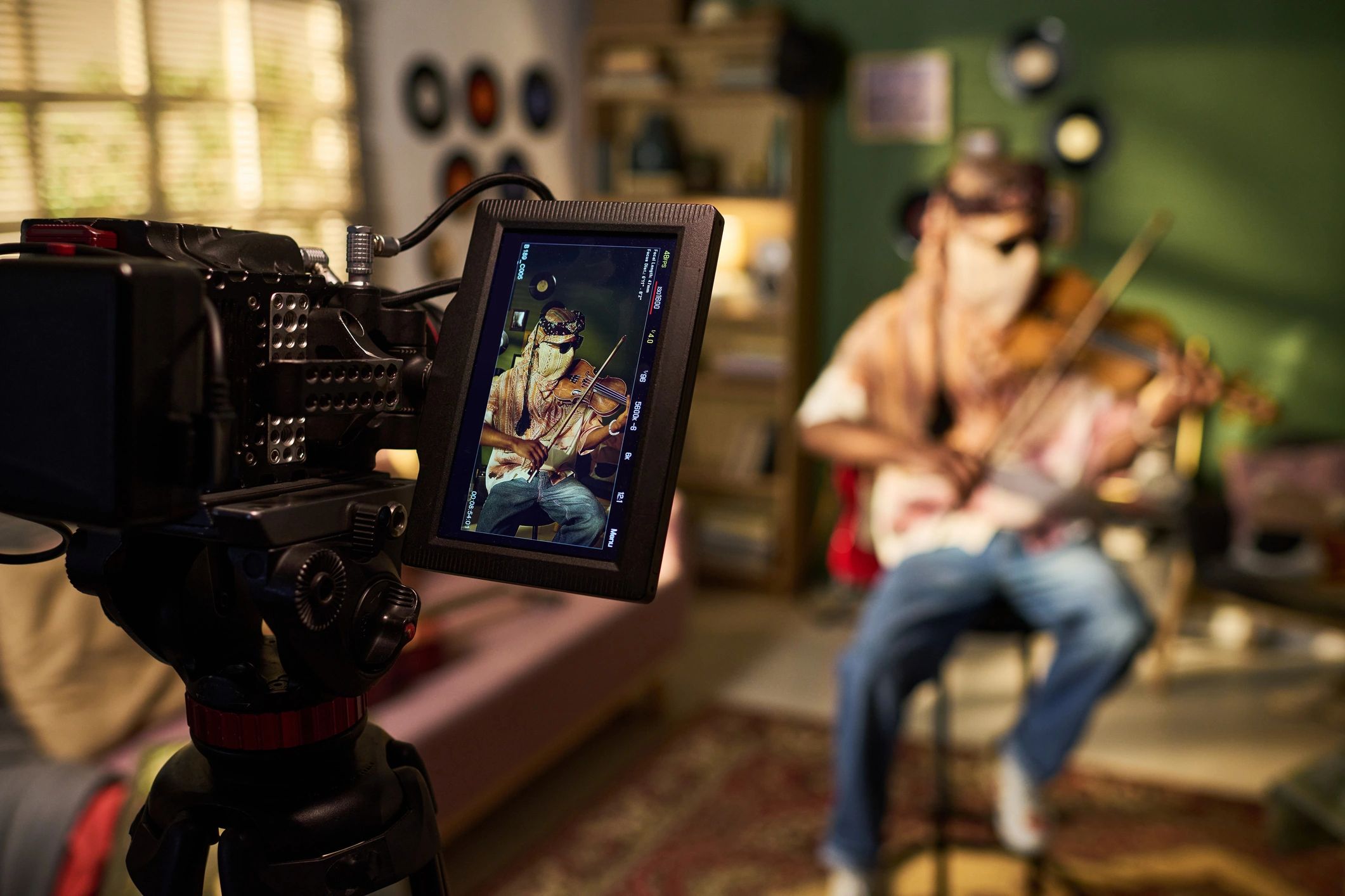 Content creator being filmed in a studio